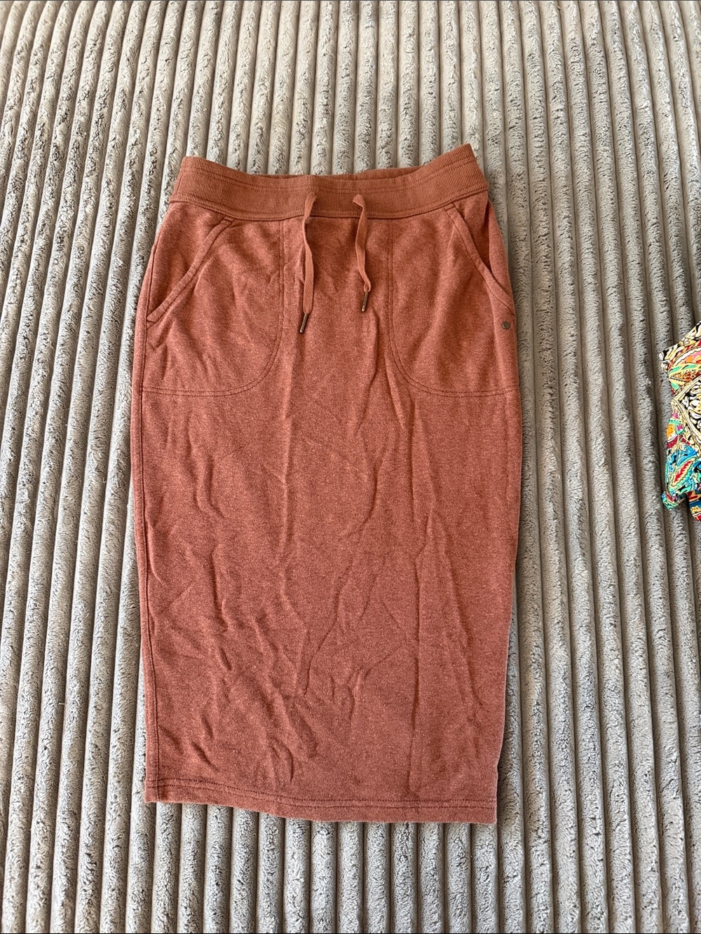 Prana Terra Cotta Knit Drawstring Pencil Skirt